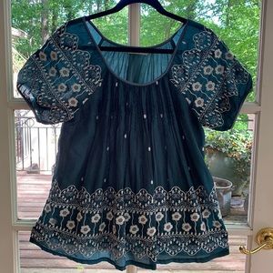 FABULOUS EMBROIDERED PEASANT BLOUSE-A MINT BEAUTY!